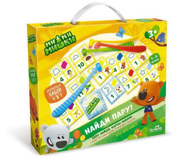 ORIGAMI 04879 Игра настольная 4 в 1. МиМиМишки. Найди пару. 58 предметов