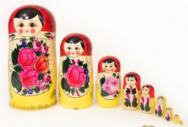 Матрешка традиционная 9 кукольная 23 см