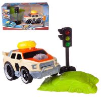 ABtoys (АБтойс) C-00420 Машинка ABtoys АвтоСити с кнопкой запуска, блоком-препятствием, светофором, на батарейках, бежевая