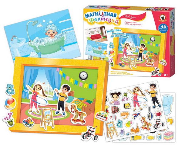 05411 Игра на магнитах 4 сюжета "Мой дом" с магнитным полем