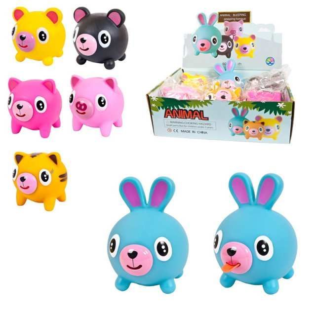 Junfa CXL0709-7 Игрушка-антистресс Junfa Мялка большая "Покажи язык", 10 см., 6 шт в ассорт. в дисплее