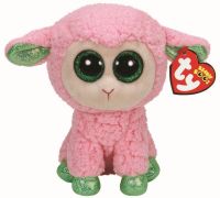 TY 36937 Beanie Boo's Мягкая игрушка Овечка  (розовая с зелеными копытцами), 25 см