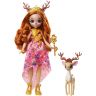 Mattel GYJ12 Энчантималс Кукла Королева Давиана и питомец Грасси, 20 см