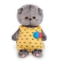 BUDI BASA BB-031 Мягкая игрушка Кот Басик BABY в желтом комбинезоне с рыбкой, 20 см