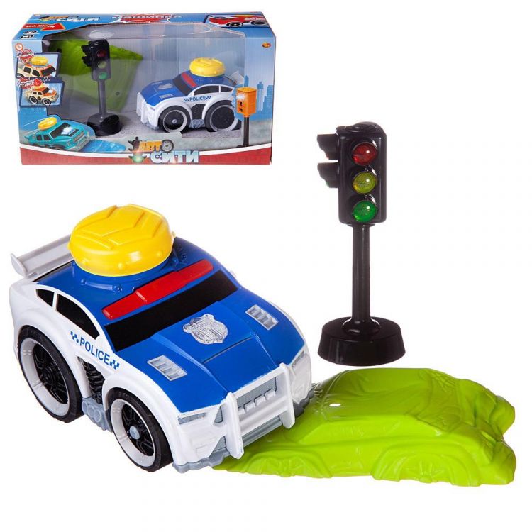 ABtoys (АБтойс) C-00421 Машинка ABtoys АвтоСити с кнопкой запуска, блоком-препятствием, светофором, на батарейках, полиция синяя ABtoys (АБтойс) C-00421 Машинка ABtoys АвтоСити с кнопкой запуска, блоком-препятствием, светофором, на батарейках, полиция синяя