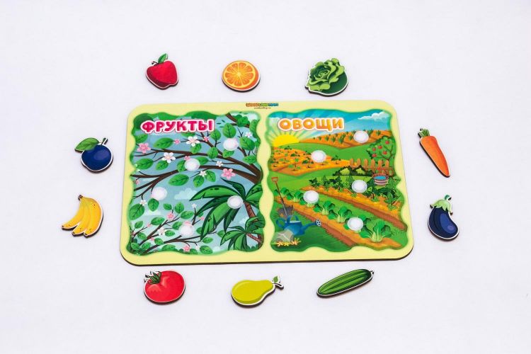 Woodlandtoys 117203 Развивающий набор Woodlandtoys Сортер Какая разница Фрукты-овощи 28,5*19,5*0,6 см