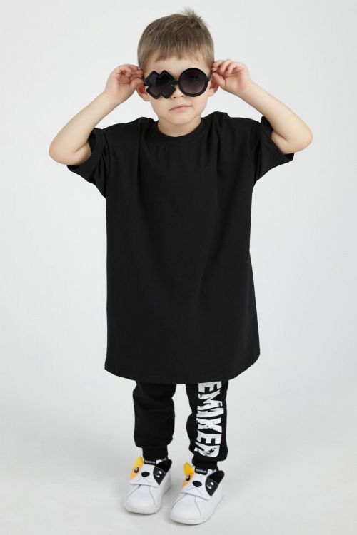 IVDT37 ОV0010-34 Футболка OVERSIZE для девочки/мальчика черная 6-8 лет