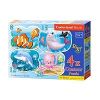 Castorland B-043026 Пазлы контурные Подводный мир, 4 в 1, 8+12+15+20 деталей