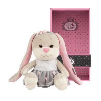 Jack&amp;Lin JL-022010-25 Мягкая игрушка Maxitoys Jack&amp;Lin Зайка в Сером Платье с Розовыми Вставками 25 см