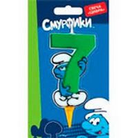Свеча для торта "Смурфики", цифра 7