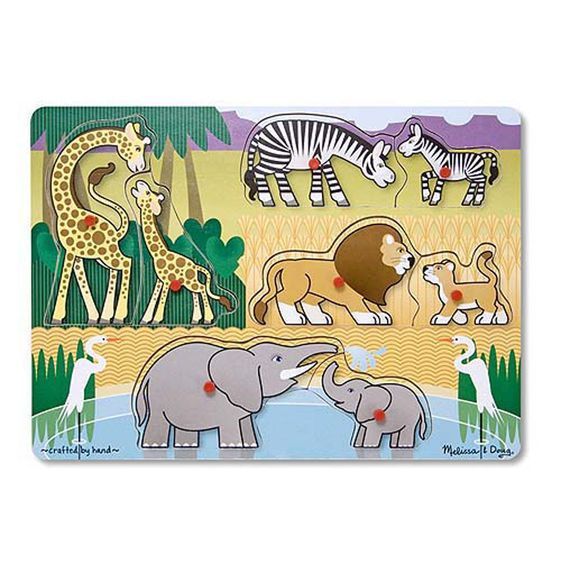 Melissa&Doug 1873 Пазл деревянный "Мои первые пазлы" Сафари 8 элементов