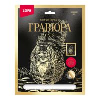 LORI Гр-672 Набор для творчества LORI Гравюра большая с эффектом золота Сибирский кот