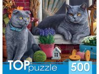Рыжий кот ХТП500-4214 TOPpuzzle. Пазлы 500 элементов. ДВА БРИТАНСКИХ КОТА
