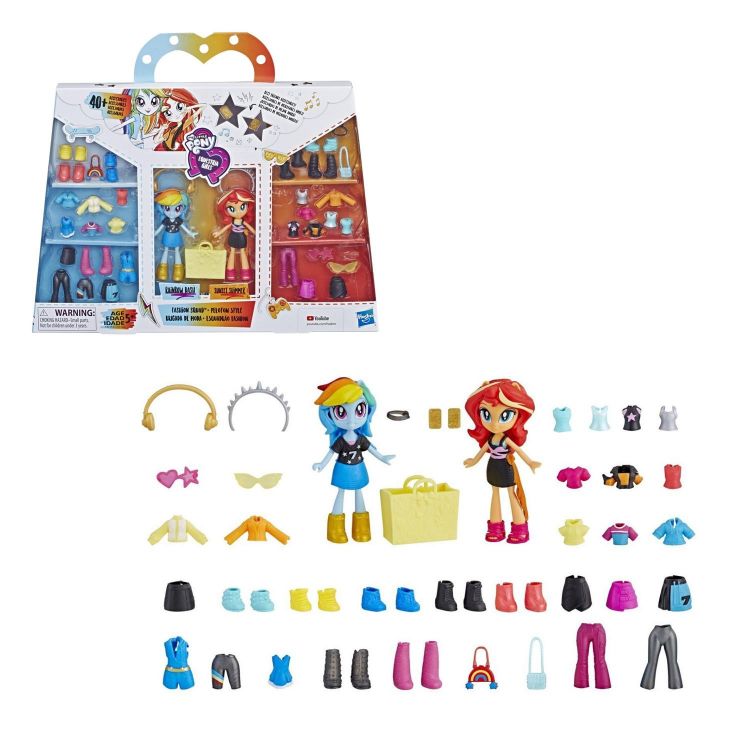 Hasbro E4244 MLP Equestria Girls Набор игровой Модный приговор с мини-куклами, Радуга Дэш и Сансет Шиммер