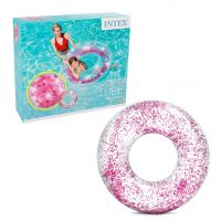 Intex 56274 Круг надувной "Transparent Glitter", розовый, 119 см