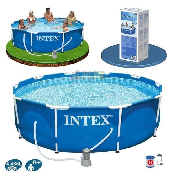 Intex 28212 Бассейн каркасный с металлическим ободком, 366х76 см, в комплекте с фильтрнасосом