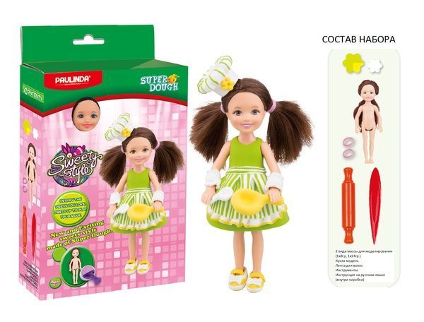 PAULINDA 081538-6 Масса для лепки "Создай свой стиль", набор для создания наряда для куклы