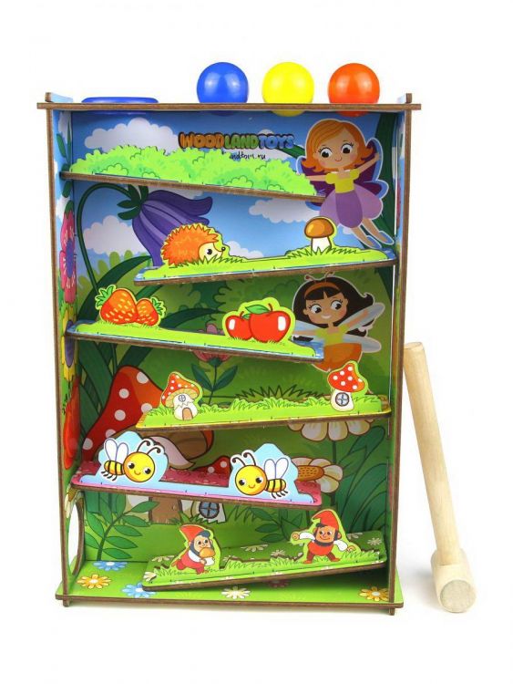 Woodlandtoys 140106 Развивающая игрушка Woodlandtoys Стучалка Горки Полянка 29*20,5
