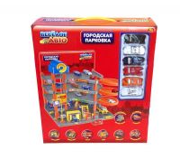 ABtoys PT-00339 Парковка "Веселое авто", 4-х уровневая, в наборе 6 машинок