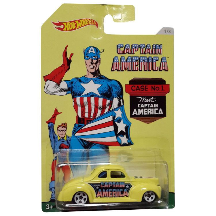 Машинка Hot Wheels  Капитан Америка желтая DJK79/astDJK75