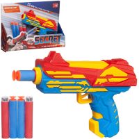 Junfa WG-11213/желтый Бластер Junfa космический с 4-мя мягкими пулями желто-красно-голубой