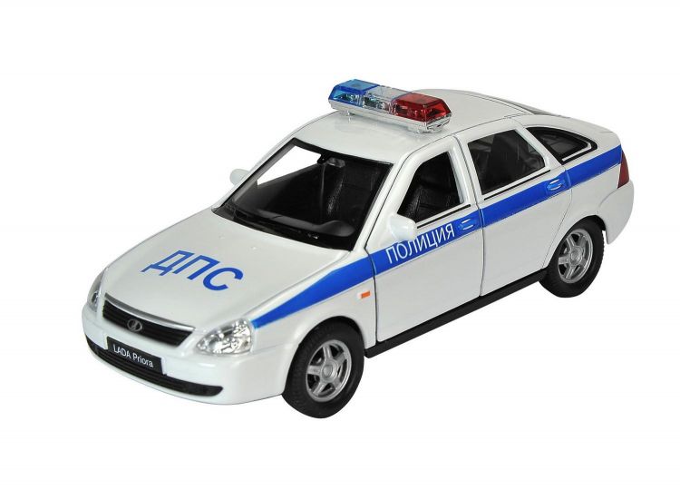 Welly 43645PB Машинка Welly LADA PRIORA Полиция металлическая 1:34-39