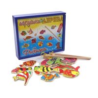 Игрушки из дерева Д183 Рыбалка, 2 удочки, 12 рыбок