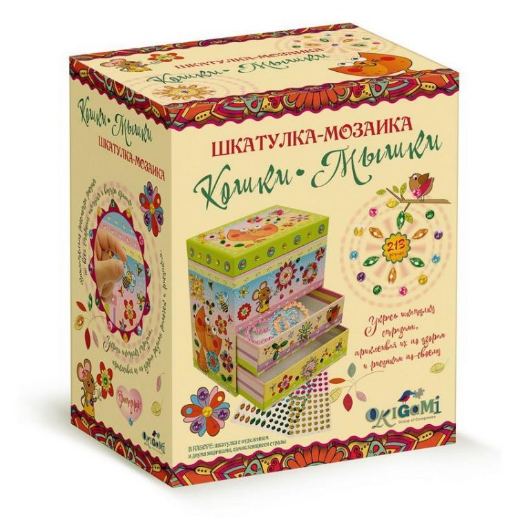 ORIGAMI 05638 Набор для творчества ORIGAMI Шкатулка-мозаика Кошки-мышки