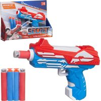 Junfa WG-11213/белый Бластер Junfa космический с 4-мя мягкими пулями бело-красно-голубой