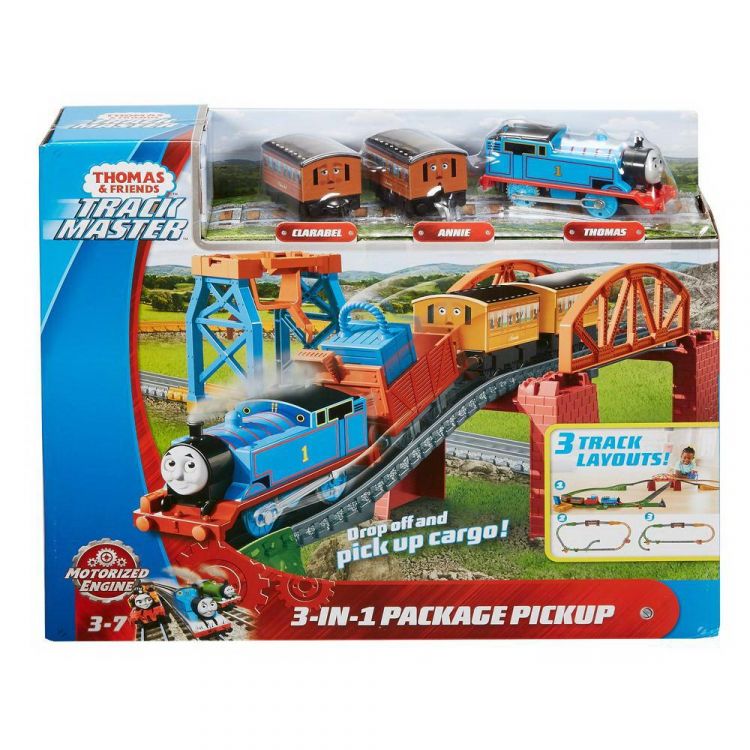 Mattel GPD88 Thomas&Friends Железная дорога "Забор груза" с моторизованным паровозиком Томасом и 3 вагонами