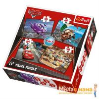 Trefl 34107 Набор пазлов 4 в 1 Тачки 2. Начнем путешествие, 35+48+54+70 деталей
