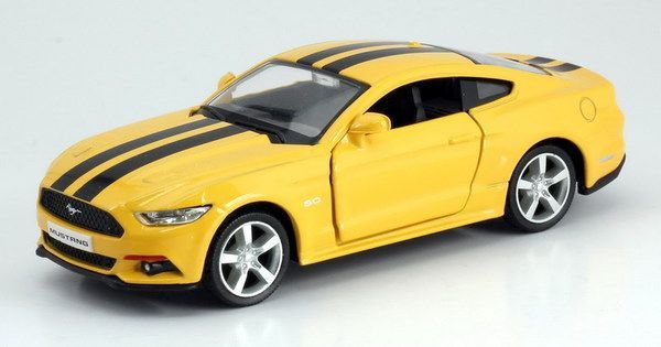 RMZ City 554029C-YL Машина металлическая Ford 2015 Mustang with Strip инерционная, цвет желтый, 1:32