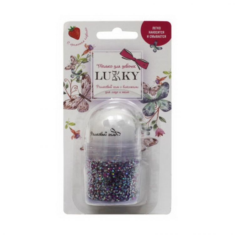 Lukky (Lucky) Т15375 Косметика для девочек Lukky Роликовый гель с блёстками для лица и волос, с ароматом клубники, малиновый-бирюзовый-серебристый 20 мл