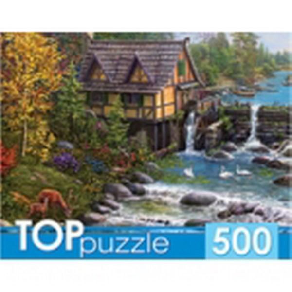 Рыжий кот ХТП500-4229 TOPpuzzle. Пазлы 500 элементов. ВОДЯНАЯ МЕЛЬНИЦА