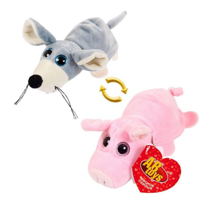 AB toys M5012 Мягкая игрушка Перевертыши Поросёнок/Мышка, 16 см