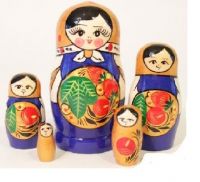 Матрешка Хохлома синяя 5 кукольная 11-14 см