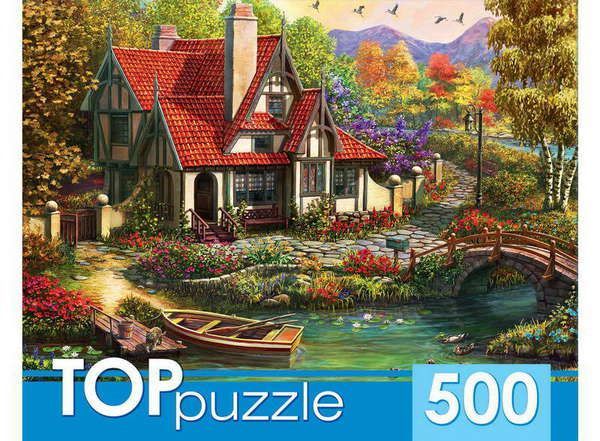 Рыжий кот ХТП500-4228 TOPpuzzle. Пазлы 500 элементов. ДОМИК У ПРУДА