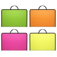 ErichKrause 47083EK Папка пластиковая на молнии с ручками ErichKrause Glance Neon, A4 (в пакете по 4 шт.)