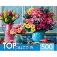 Рыжий кот ХТП500-4234 TOPpuzzle. Пазлы 500 элементов. ВАЗЫ С ЯРКИМИ ЦВЕТАМИ