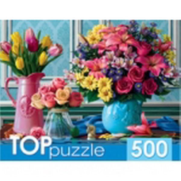 Рыжий кот ХТП500-4234 TOPpuzzle. Пазлы 500 элементов. ВАЗЫ С ЯРКИМИ ЦВЕТАМИ