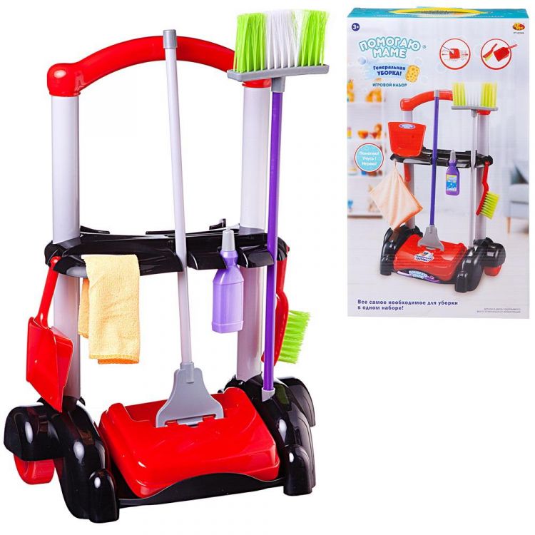 ABtoys (АБтойс) PT-01529 Игровой набор ABtoys Помогаю маме Генеральная уборка Тележка, механическая щетка для пола и 5 предметов