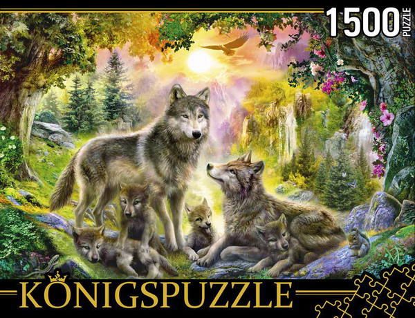 Konigspuzzle МГК1500-8487 Пазл Ян Патрик Красный Семья волков, 1500 элементов