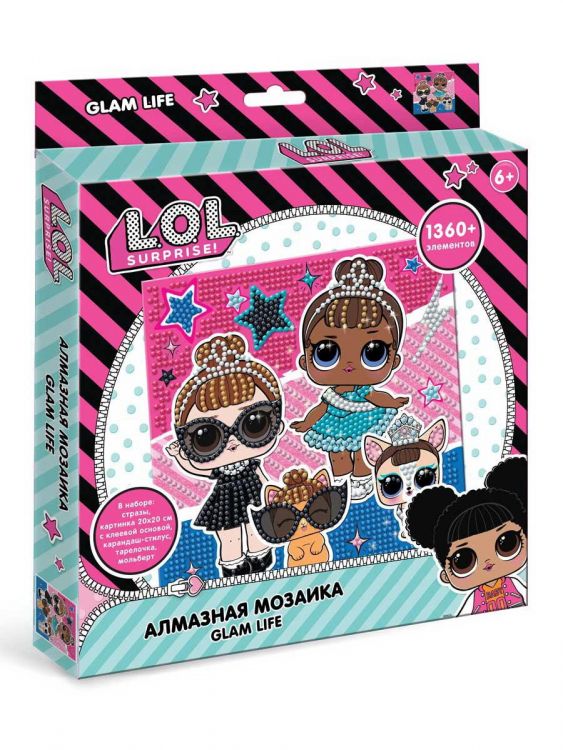 LOL Surprise LA0002 Набор для творчества LOL Surprise Алмазная мозаика "Glam life", 1360+ элементов, 20x20 см.