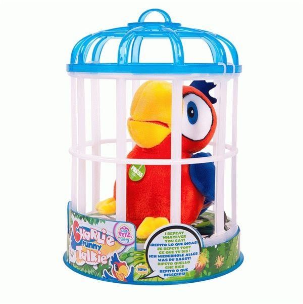 IMC Toys 94215 Попугай Charlie интерактивный (красный), повторяет слова, шевелит клювом, мягконабивной