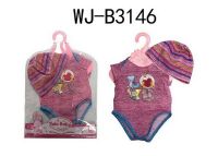 BLC53 Одежда для куклы 45 см: боди и шапочка, (розовый)