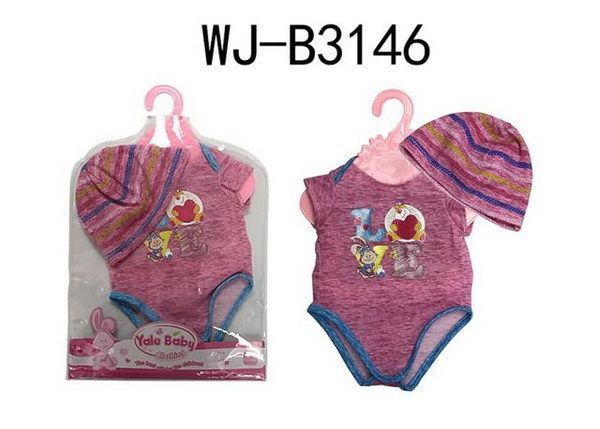 BLC53 Одежда для куклы 45 см: боди и шапочка, (розовый)