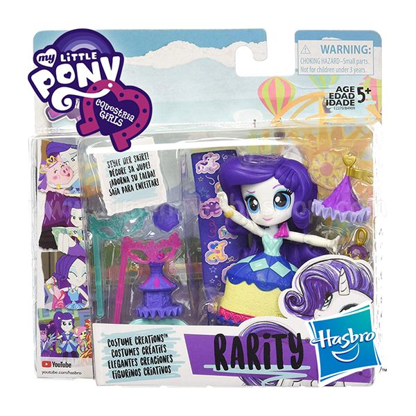 Hasbro E2270 MLP EG Minis Мини-кукла Эквестрия герлз Маскарадный костюм, Рарити