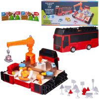 Junfa ZY1266923 Игровой набор интерактивный 3в1 Junfa Туристический автобус-трансформер краный с треком
