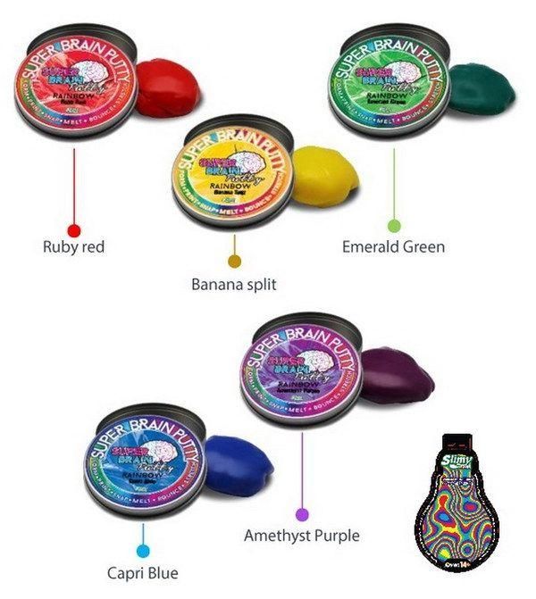 Jocker (Far East) LTD 33983 Жвачка для рук "Super Brain Putty", серия "Радуга", 5 цветов в ассортименте, 75 гр.