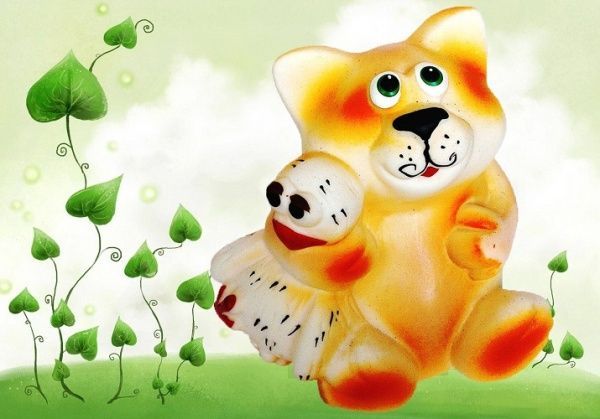 Кот и гусь 11 см, игрушка ПВХ